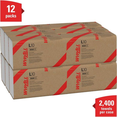 WypAll L10 SANI-PREP Dairy Towels, Banded, 2-Ply, 9.3 x 10.5, 200/Pack, 12 Packs/Carton