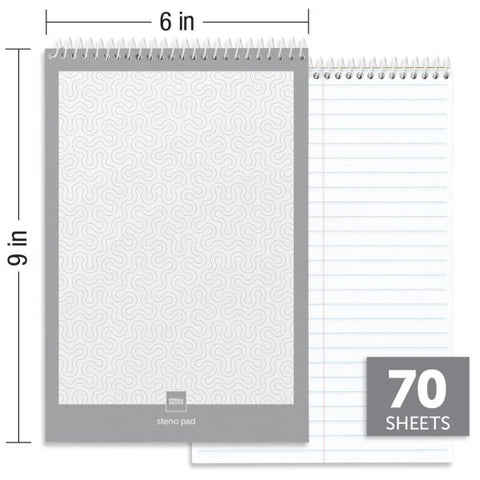 Steno Books, 6" x 9", Gregg Ruled, 70 Sheets, White, Pack Of 12