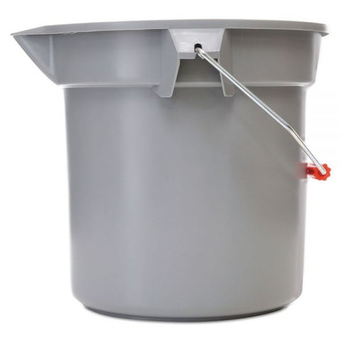 Rubbermaid Commercial 14 Quart Round Utility Bucket, Plastic, Gray, 12" dia