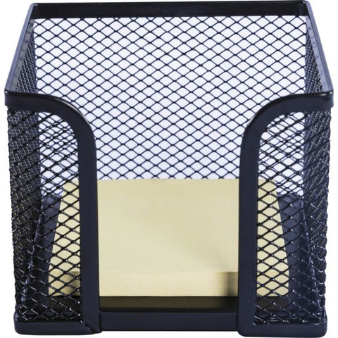 Lorell Black Mesh/Wire Memo Holder Compatible With 3" x 3" Adhesive Notes - 600 Sheet Capacity - Steel - Black - 1 Holder