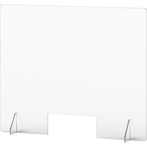 Lorell Social Distancing Barrier w/Cutout 36" Width x 7" Depth x 30" Height - 1 Each - Clear - Acrylic