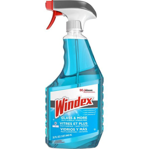 Windex Ammonia-D Glass Cleaner, Fresh, 32 oz Spray Bottle, 8/Carton Spray - 32 fl oz (1 quart) - 8 / Carton - Blue