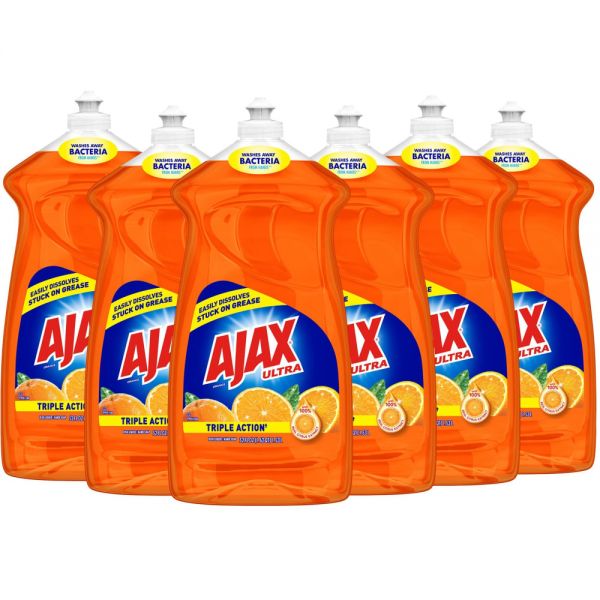 AJAX Triple Action Orange Dish Liquid - 52 fl. oz. Bottles - Liquid - 52 fl oz (1.6 quart) - 6 / Carton - Orange