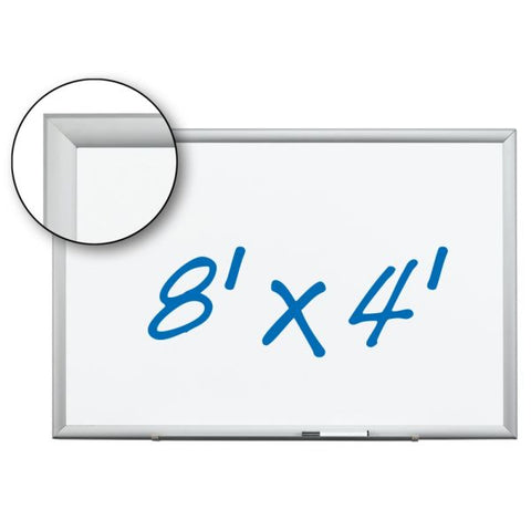 3M Porcelain Dry-Erase Board, Magnetic Porcelain Marker Board - Steel-Backed - 96" x 48" - 4 Dry-Erase Markers - Aluminum