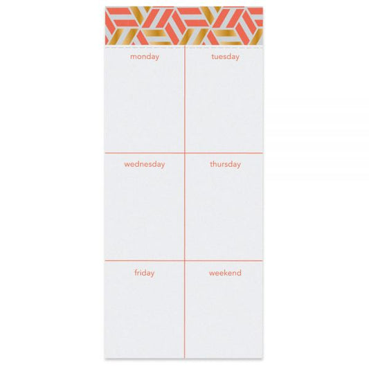 Undated Weekly List Desk Calendar Pad, 4" x 9", Geometric, DX190674-005