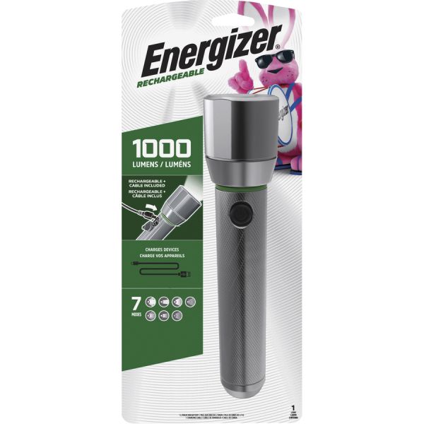 Energizer Vision HD Rechargeable LED Metal Flashlight (includes USB cable for recharging) Aluminum Alloy - Aluminum