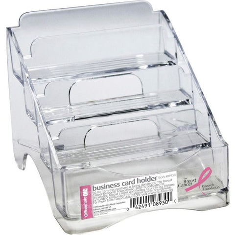 Officemate 4-tier BCA Business Card Holder 4" x 3.8" x 4" - Plastic - Clear - 1 Each