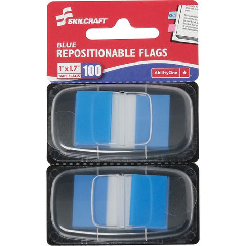 SKILCRAFT 1" Flags 1" x 1 3/4" - Blue - 100/ Pack