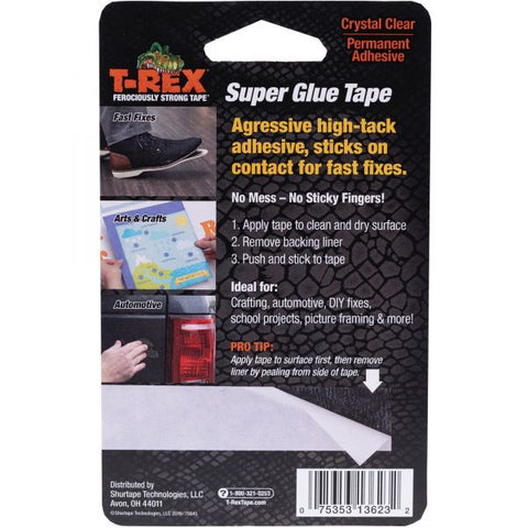 T-REX Double Sided Super Glue Tape 15 ft Length x 0.75" Width - Acrylic - 1 / Each - White