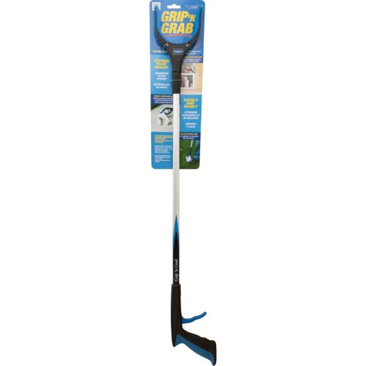 Ettore Grip 'n Grab Multipurpose Pickup Tool 32" Reach - Articulating Head, Rust Proof, Comfortable Handle, Comfortable Handle - Rubber, Aluminum, Plastic - Blue - 1 Each