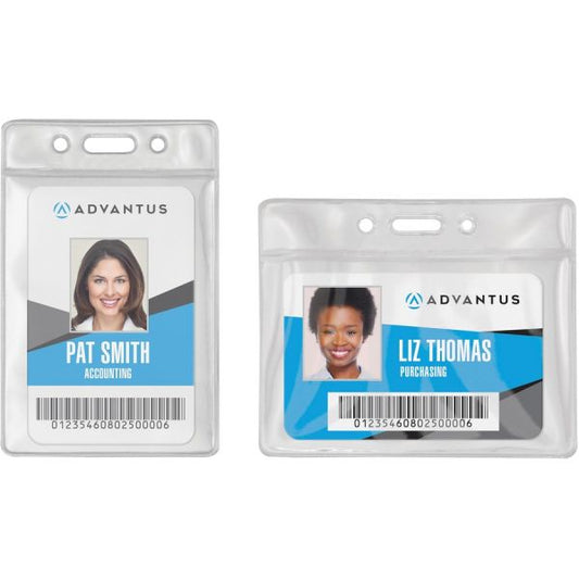 Advantus Vinyl ID Badge Holders Support 3.50" x 2.50" Media - Horizontal - Vinyl - 50 / Pack - Clear - Durable