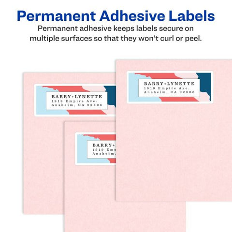 Avery Easy Peel White Address Labels w/ Sure Feed Technology, Laser Printers, 1 x 4, White, 20/Sheet, 100 Sheets/Box