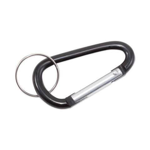 Advantus Carabiner Key Chains, Split Key Rings, Aluminum, Black, 10/Pack