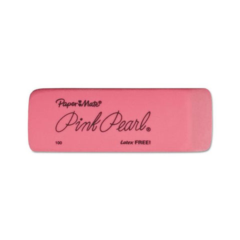 Paper Mate Pink Pearl Eraser, For Pencil Marks, Rectangular Block, Medium, Pink, 3/Pack