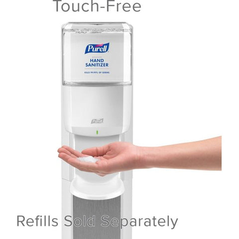 PURELL MESSENGER ES8 Silver Panel Floor Stand with Dispenser, 1,200 mL, 16.75 x 6 x 40, Silver/White