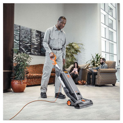 Hoover Commercial HushTone Vacuum Cleaner with Intellibelt, 15" Cleaning Path, Gray/Orange