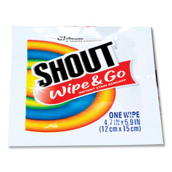 Shout Wipe and Go Instant Stain Remover, 4.7 x 5.9, 80 Packets/Carton