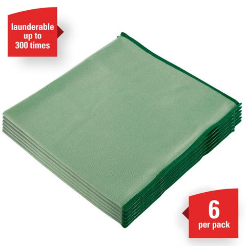 WypAll Microfiber Cloths, Reusable, 15.75 x 15.75, Green, 6/Pack