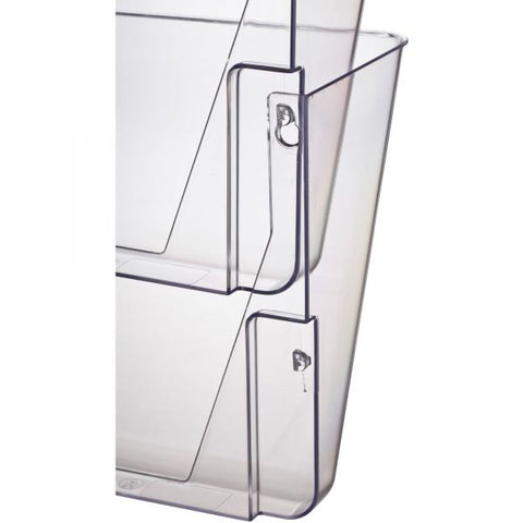 OIC Space Saving Wall File Pockets 13" x 4.1" x 10.6" - Letter Size - 2 Pockets - Plastic - Clear