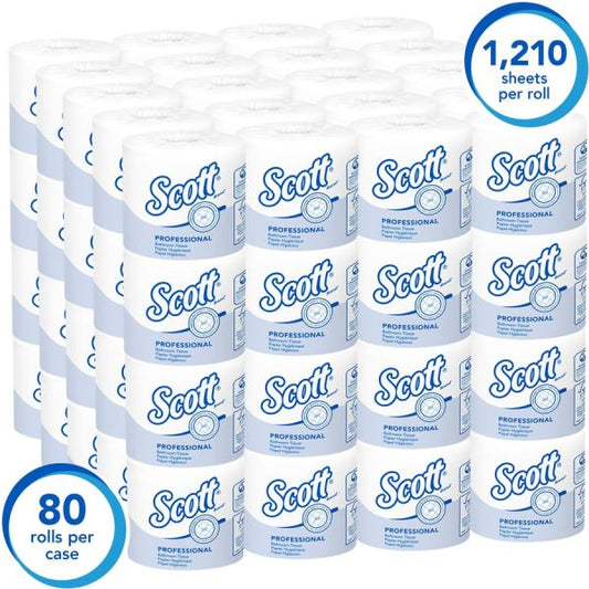 Scott Professional Standard Roll Bathroom Tissue 1 Ply - 4" x 4" - 1210 Sheets/Roll - White - For Bathroom - 80 / Carton