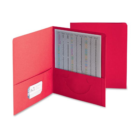 Smead Two-Pocket Folder, 50-Sheet Capacity, Red, 25/Box