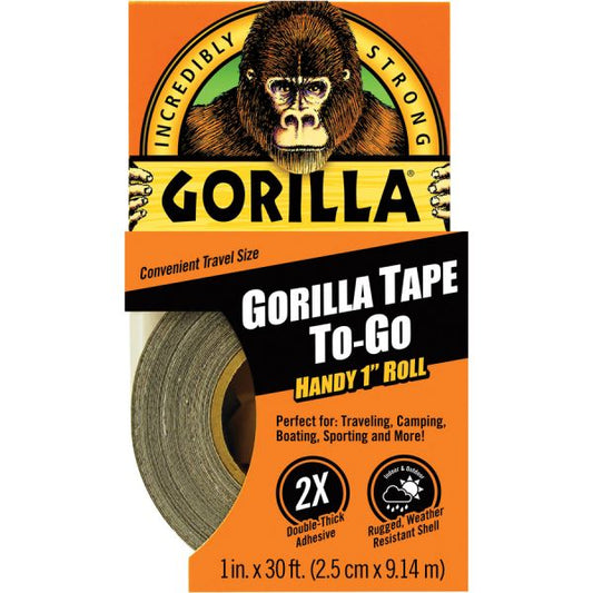 Gorilla Tape To-Go 10 yd Length x 1" Width - 1 Each - Black