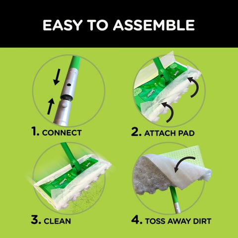 Swiffer Sweeper Dry + Wet Starter Kit, 46"H x 10"W x 8"D, Silver/Green