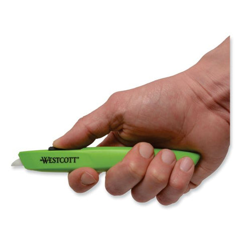 Westcott Safety Ceramic Blade Box Cutter, 0.5" Blade, 6.15" Plastic Handle, Green