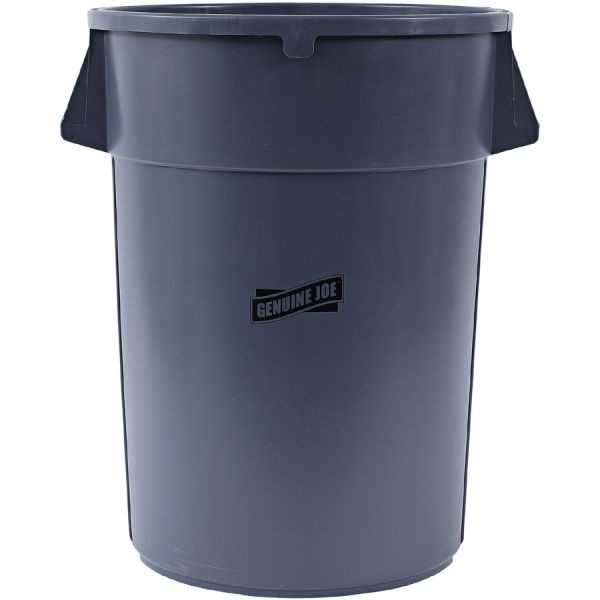 Genuine Joe Heavy-Duty 44 Gallon Trash Can 44 Gallon Capacity - Plastic - Gray