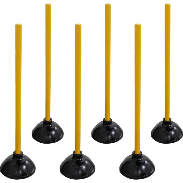 Genuine Joe Value Plus Plungers 23" Handle Length - 5.75" Bowl Diameter - Yellow, Black - 6/ Carton