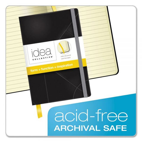 TOPS Idea Collective Journal, Hardcover with Elastic Closure, 1 Subject, Wide/Legal Rule, Black Cover, 5.5 x 3.5, 96 Sheets