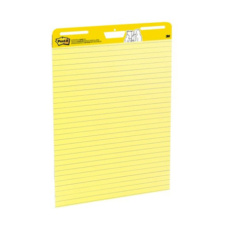 Post-it Super Sticky Easel Pad, 25" x 30", Yellow With Blue Lines, Pad Of 30 Sheets