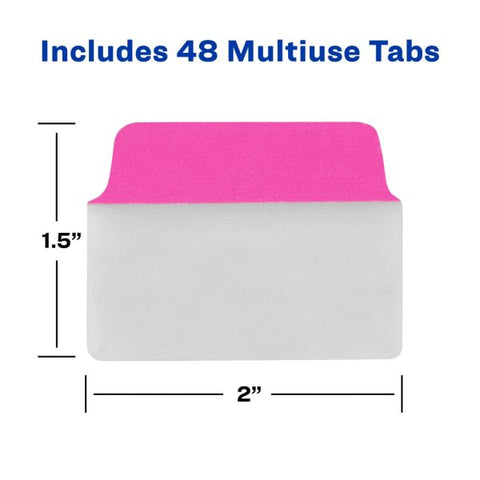 Avery Ultra Tabs Repositionable Tabs, Standard: 2" x 1.5", 1/5-Cut, Assorted Neon Colors, 48/Pack