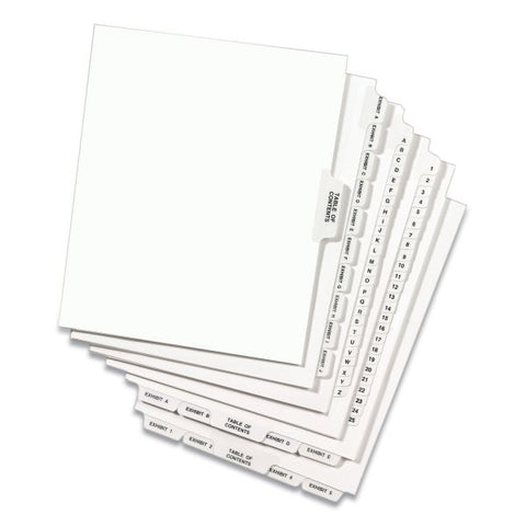 Avery Preprinted Legal Exhibit Side Tab Index Dividers, Avery Style, 10-Tab, 9, 11 x 8.5, White, 25/Pack