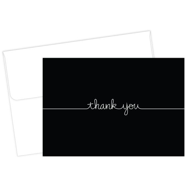 Great Papers! Grace Thank You Note Card and Envelope, 4.875" x 3.375" (folded), Black with White Script, 50 count