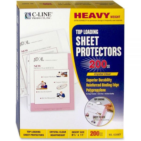 C-Line Heavyweight Polypropylene Sheet Protector, Letter, Heavy Gauge, Clear, 200/BX