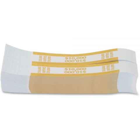 PAP-R Currency Straps 1.25" Width - Self-sealing, Self-adhesive, Durable - 20 lb Basis Weight - Kraft - White, Yellow