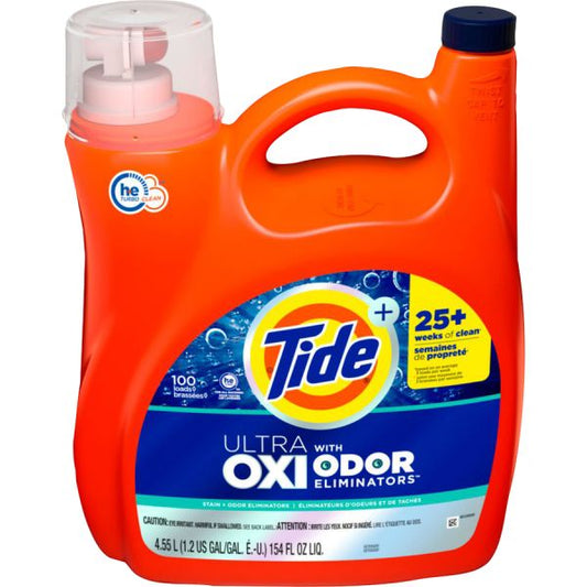 Tide Ultra Oxi Laundry Detergent Liquid - 154 fl oz (4.8 quart) - Bottle - 1 Bottle - Blue