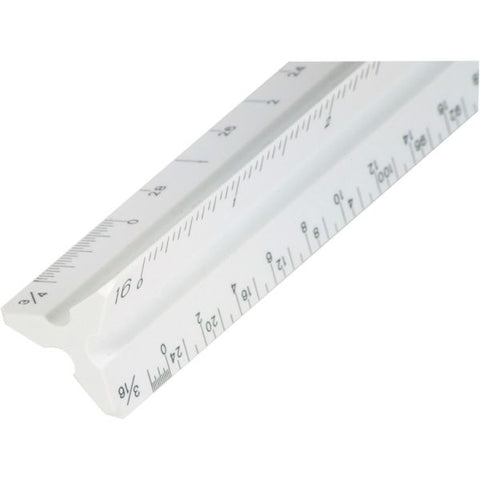 Staedtler Student Series 12" Triangular Scale 12"Longueur 1"Largeur - 3/32, 1/8, 3/16, 1/4, 3/8, 1/2, 3/4, 1, 1-1/2 Graduations - Imperial, Metric Measuring System - Plastic - 1 Each - White