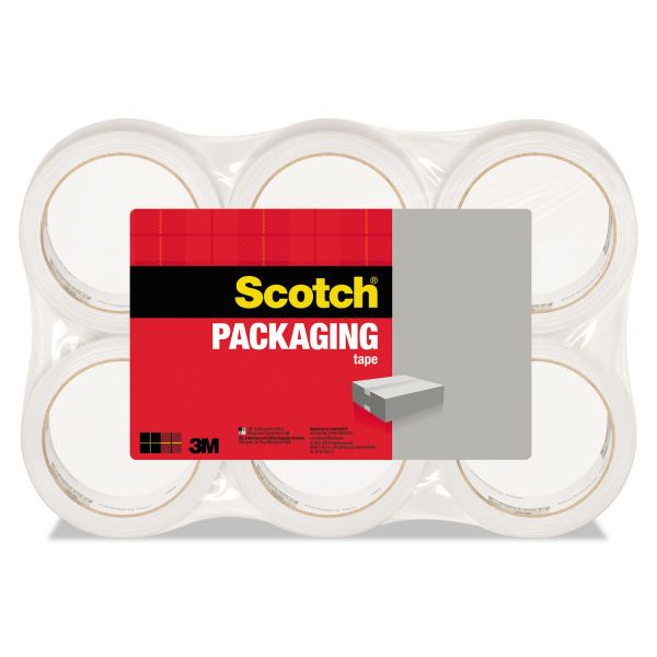 Scotch 3350 General Purpose Packaging Tape with Dispenser, 3" Core, 1.88" x 109 yds, Clear, 6/Pack