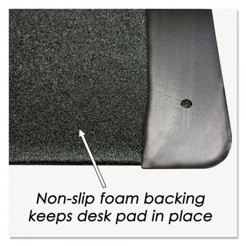 Artistic Executive Desk Pad with Antimicrobial Protection, Leather-Like Side Panels, 36 x 20, Black