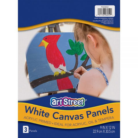 Art Street Canvas Panel, 12 x 9, 0.13 Thick, White, 3/Pack