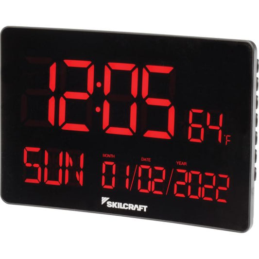 SKILCRAFT LED Self-set Digital Clock Digital - Atomic - TAA Compliant