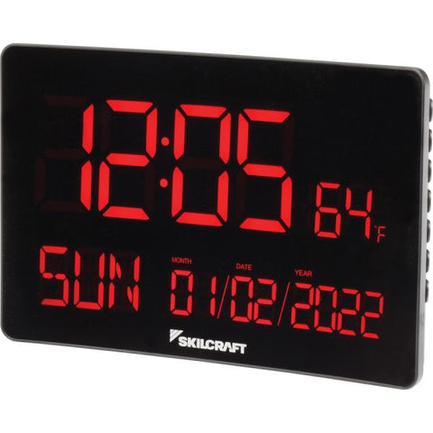 SKILCRAFT LED Self-set Digital Clock Digital - Atomic - TAA Compliant