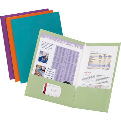 Oxford Two-Pocket Laminated Folder, 100-Sheet Capacity, 11 x 8.5, Metallic Teal, 25/Box