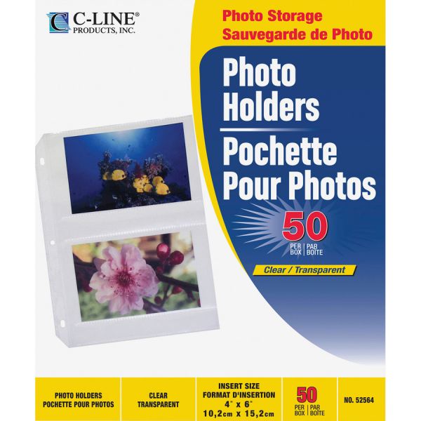 C-Line Ring Binder Photo Storage Pages 4 Capacity - 4" Width x 6" Length - 3-ring Binding