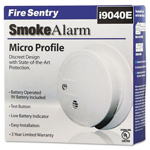 Kidde Battery-Operated Smoke Alarm Unit, 9V, 3.88" Diameter