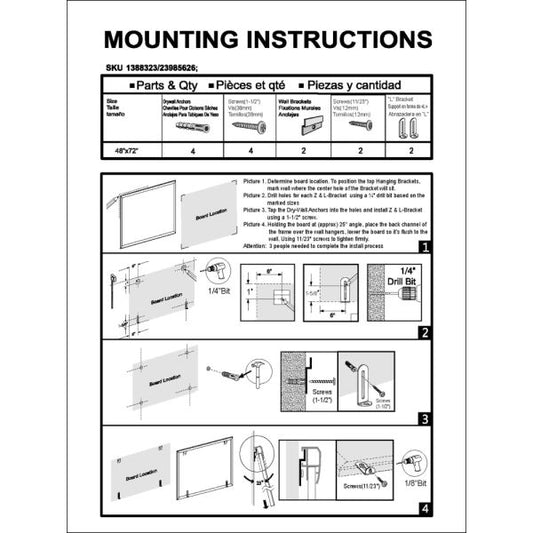 Cork Bulletin Board, 48" x 72", Aluminum Frame With Black Finish