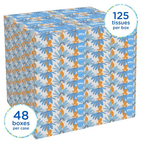 Kleenex White Facial Tissue for Business, 2-Ply, White, Pop-Up Box, 125 Sheets/Box, 48 Boxes/Carton