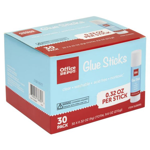 Glue Sticks, 0.32 Oz, Clear, Pack Of 30 Glue Sticks